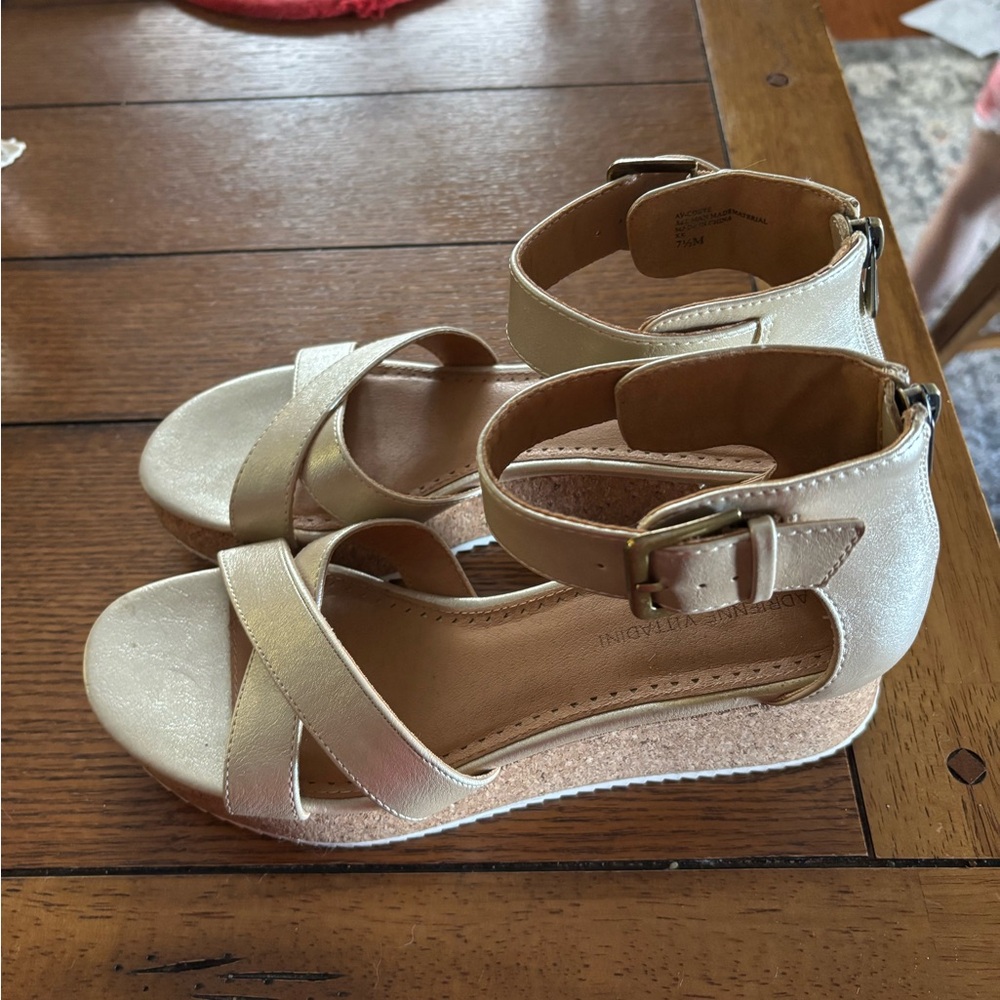 Gold Strappy Sandals with Ankle Strap